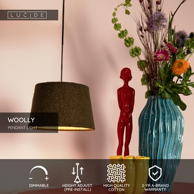 Lucide WOOLLY - Pendant light - Ø 28 cm - 1xE27 - Green